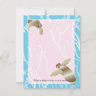 Baby Shower Thank You Card, Pink/Blue Turtle Card