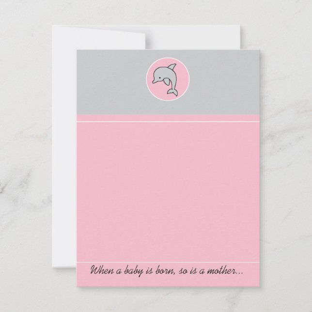 Baby Shower Thank You Card, Pink Dolphin Card (Front)