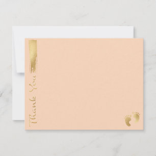 Baby Shower Thank You Card, "Pink/Gold"