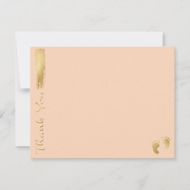Baby Shower Thank You Card, "Pink/Gold" Card (Front)