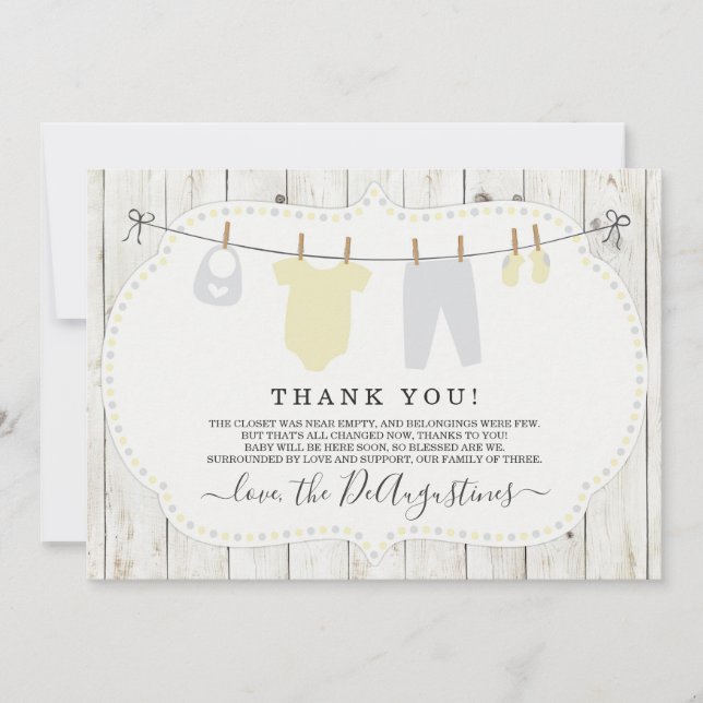 Baby Shower Thank You Card - Rustic Gender Neutral (Front)