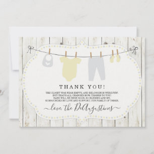 Baby Shower Thank You Card - Rustic Gender Neutral