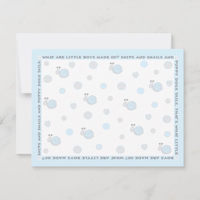 Baby Shower Thank You Card, "Snips and Snails" (Front)