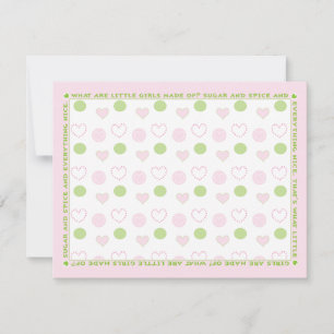 Baby Shower Thank You Card, "Sugar and Spice"