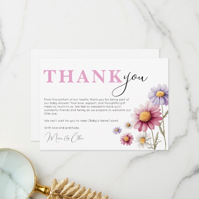 Baby Shower Thank you Card Template (Front/Back In Situ)
