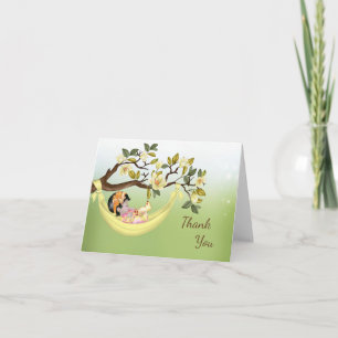Baby Shower Thank You Card with Baby in Hammock