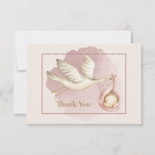 Baby Shower Thank You Card with Stork and Baby