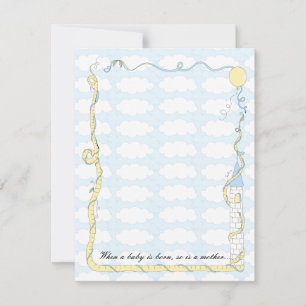 Baby Shower Thank You Card, Yellow/Blue Castle Card