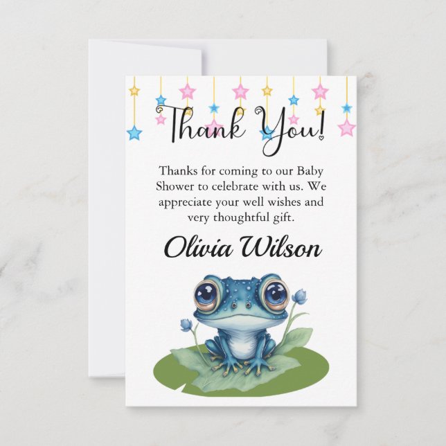 Baby Shower Thank You Cards, Frog Theme Cards (Front)