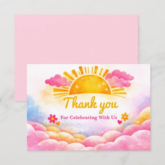 Baby Shower Thank You Cards Girl Watercolor (Front/Back)