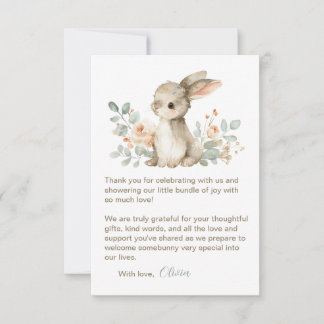 Baby Shower Thank You Cards Watercolor Bunny