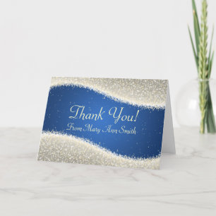 Baby Shower Thank you Dazzling Sparkles Blue Card