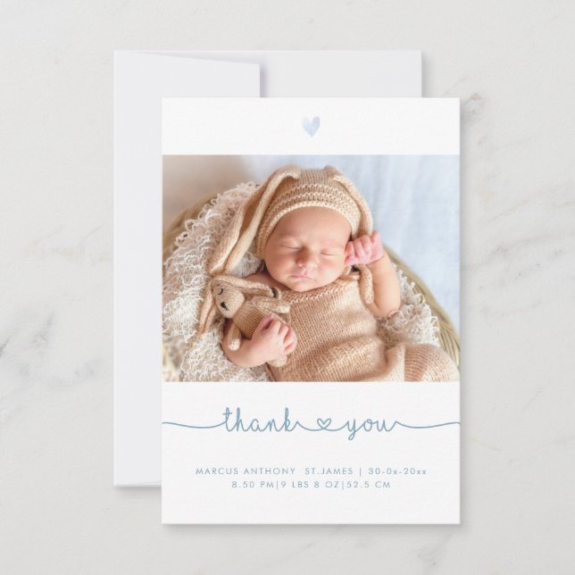 Baby Shower Thank You DIY Colour Script Card (Front)