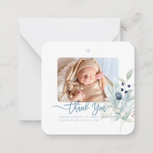 Baby Shower Thank You DIY Colour Script Note Card (Front)