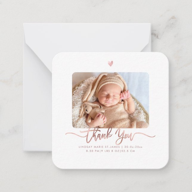 Baby Shower Thank You DIY Colour Script Note Card (Front)