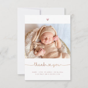 Baby Shower Thank You Faux Rose Gold Love Script Card