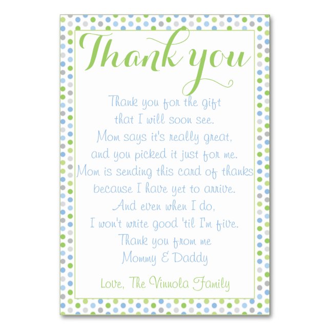 Baby Shower Thank You from baby (Front)