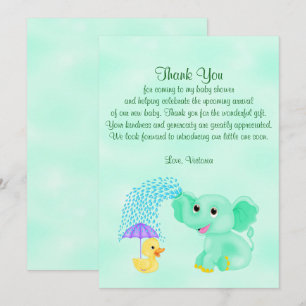 Baby Shower Thank You Gender Neutral Elephant Invitation