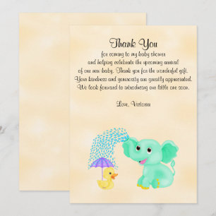 Baby Shower Thank You Gender Neutral Elephant Invitation