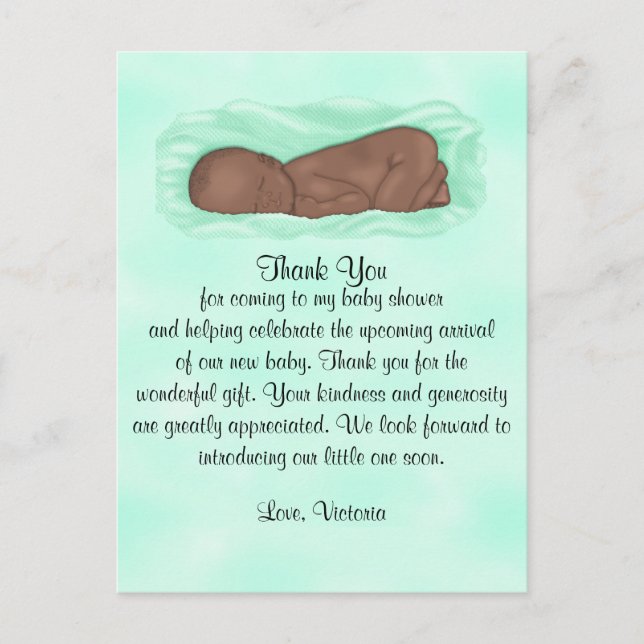 Baby Shower Thank You Gender Neutral Ethnic Postcard (Front)