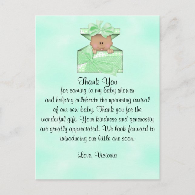Baby Shower Thank You Gender Neutral Ethnic Postcard (Front)