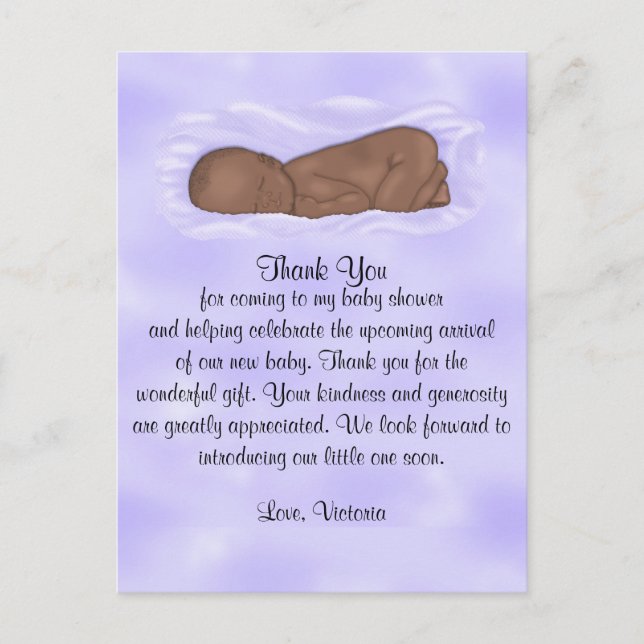 Baby Shower Thank You Gender Neutral Ethnic Postcard (Front)