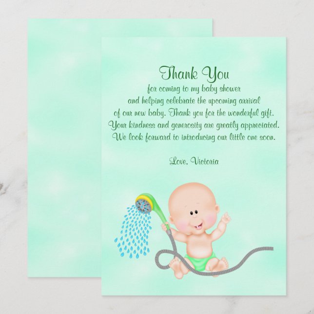Baby Shower Thank You Gender Neutral Green Invitation (Front/Back)