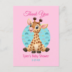 Baby Shower Thank You, Giraffe DIY Name & Message  Postcard
