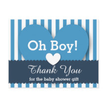 BABY SHOWER THANK YOU Hearts Stripes V05 BLUE