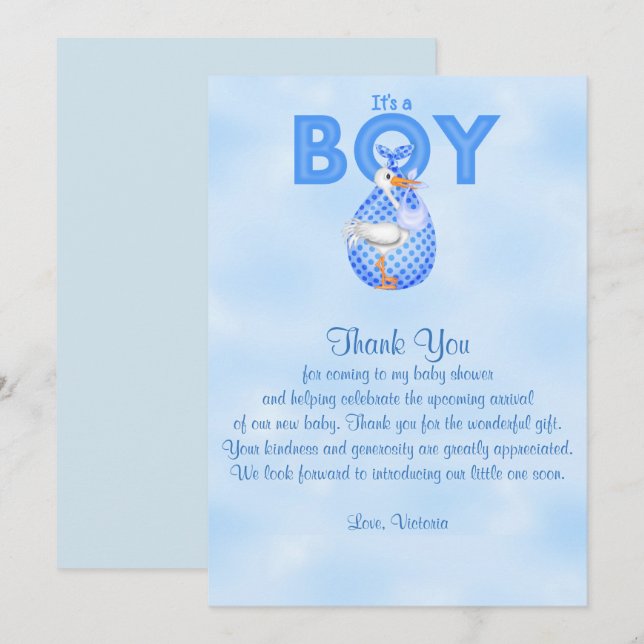 Baby Shower Thank You It's a Boy Baby Boy Invitation (Front/Back)