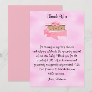 Baby Shower Thank You It's Triplets Girl Invitation