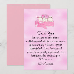 Baby Shower Thank You It's Triplets Girl Invitation