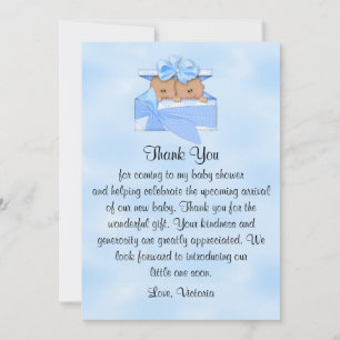 Baby Shower Thank You It's Twins Boy Invitation