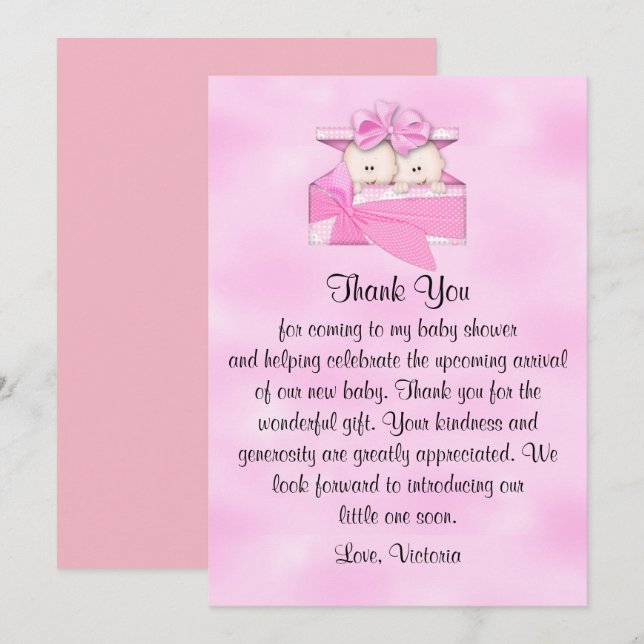 Baby Shower Thank You It's Twins Girl Invitation (Front/Back)
