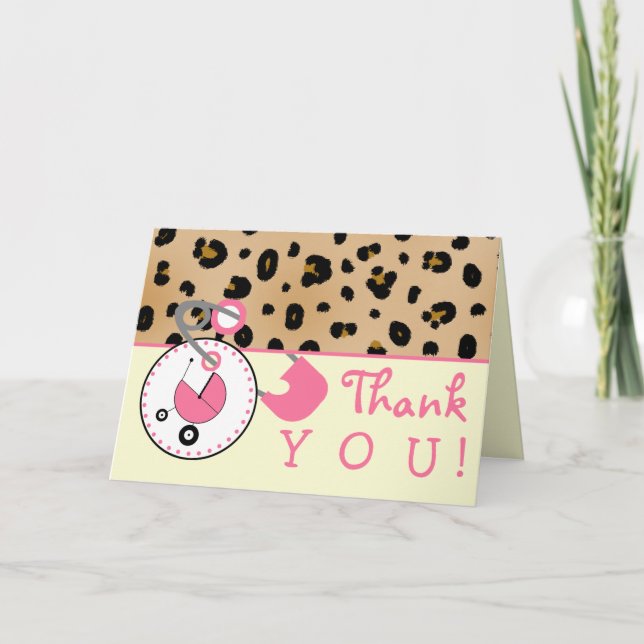 Baby Shower Thank You - Leopard Print & Diaper Pin (Front)