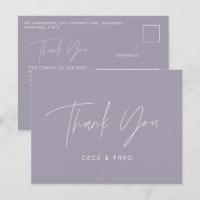 Baby shower thank you lilac purple elegant modern