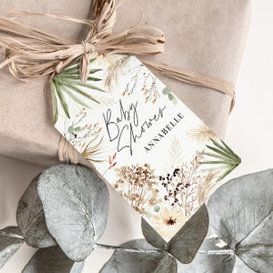 Baby shower thank you modern pampas grass foliage  gift tags