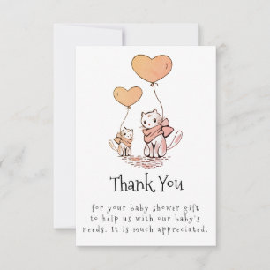 Baby Shower Thank You Mum and Baby Cats & Balloons Card