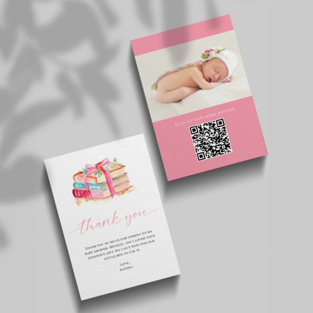 Baby Shower Thank You New Chapter Begins Photo QR Card (Creator Uploaded)