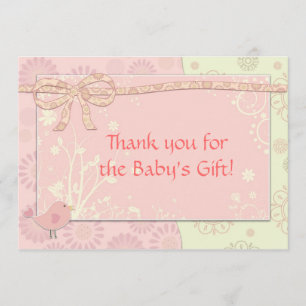 Baby Shower Thank You Note Pink Frilly