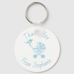 Baby Shower Thank You Party Favour Blue Bird Key Ring