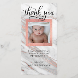 Baby Shower THANK YOU Pink Gold Foil   PHOTO Card