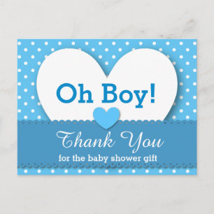 BABY SHOWER THANK YOU Polka Dot V08 BLUE Postcard
