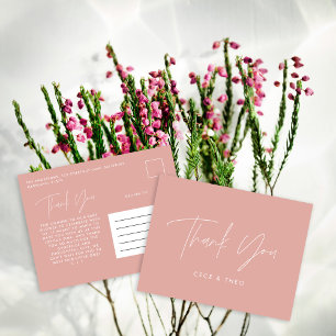Baby shower thank you rose pink elegant modern postcard