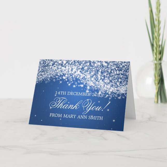 Baby Shower Thank you Sparkling Wave Blue (Front)
