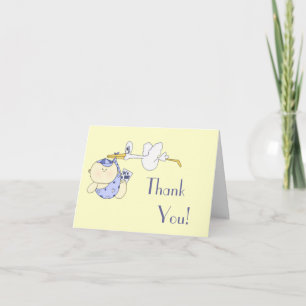 Baby Shower Thank You+Stork and Baby Boy Thank You Card