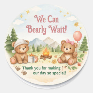 Baby Shower Thank You   Teddy Bear Card Classic Round Sticker