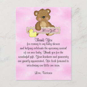 Baby Shower Thank You Teddy Bear Postcard