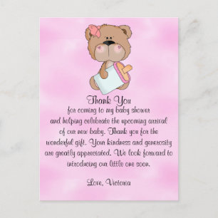 Baby Shower Thank You Teddy Bear Postcard