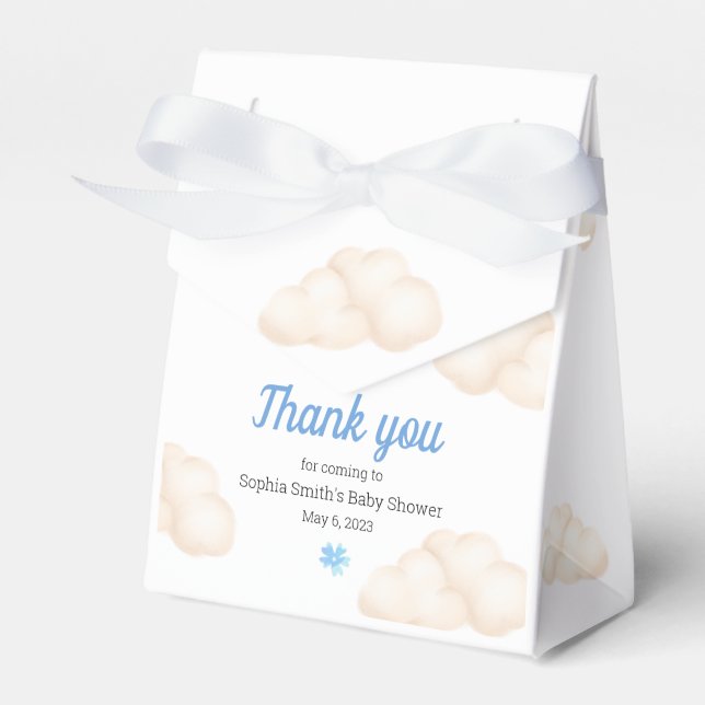 Baby Shower Thank you Whimsical Floating Kitten  Favour Box (Front Side)